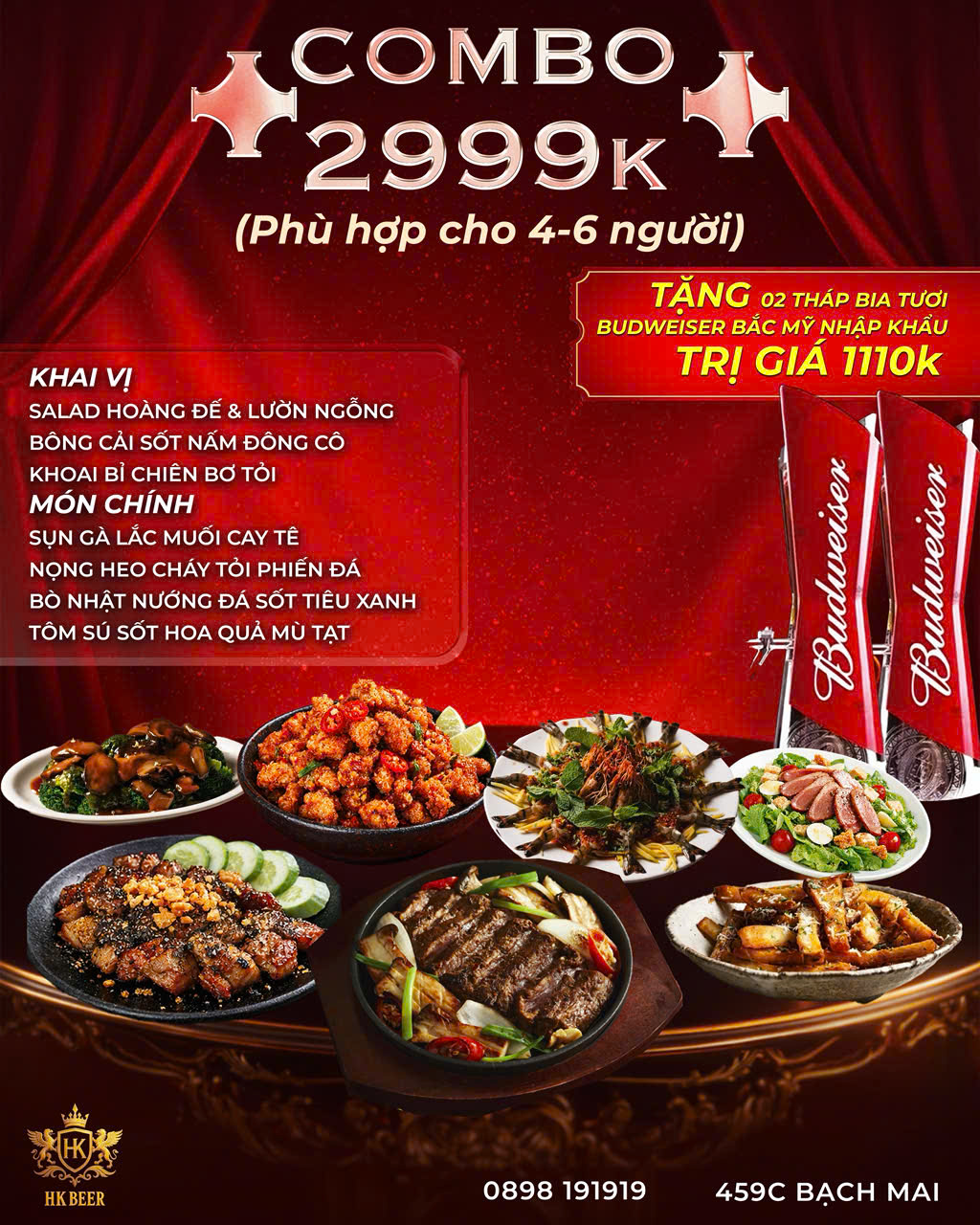Combo 3 tại HK BEER  CHỢ MƠ