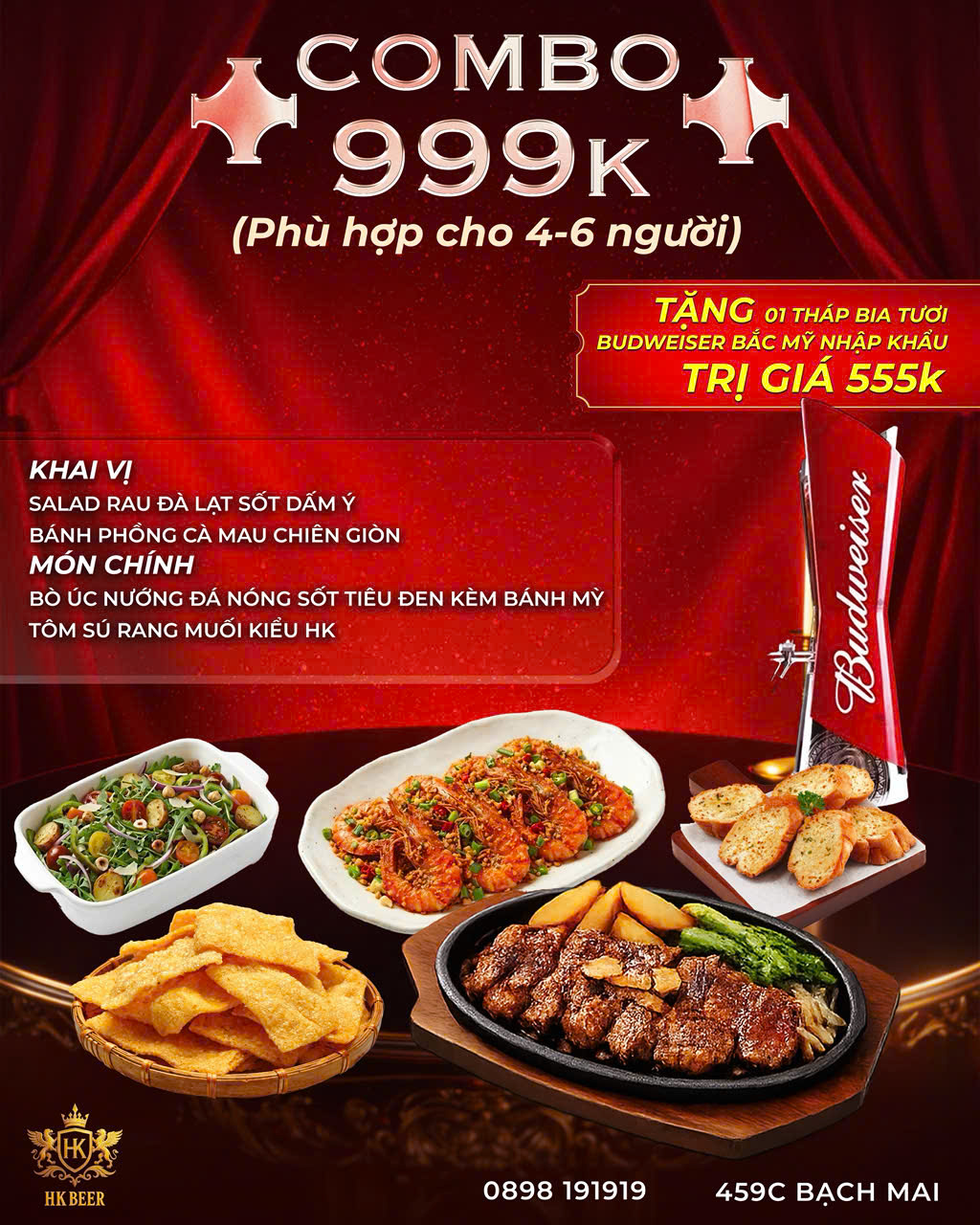 Combo 2 tại HK BEER  CHỢ MƠ